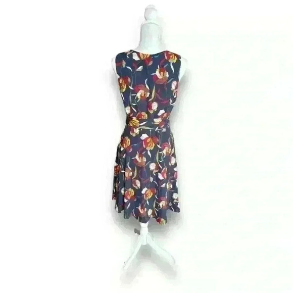 Yellow Star ModCloth Womens Dress Medium Multicolor Navy Blue Floral Sleeveless - Picture 3 of 5
